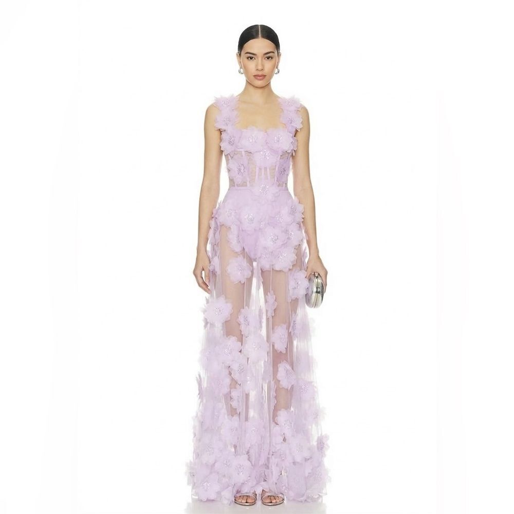 NEW BRONX AND BANCO Rosalie Lilac Lavender Floral Gown, wedding guest max